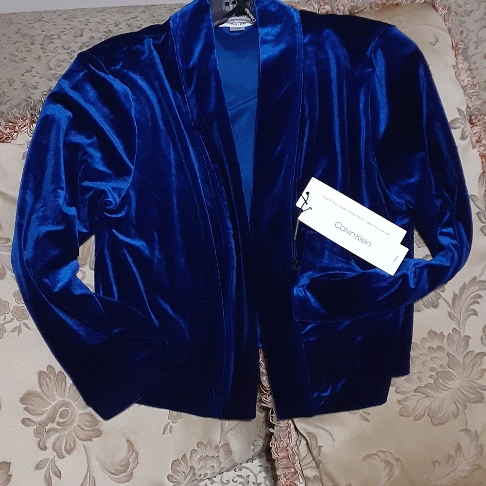 CALVIN KLEIN - Royal Blue Velvet Shrug